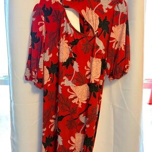 Eloquii Red Floral Midi Dress